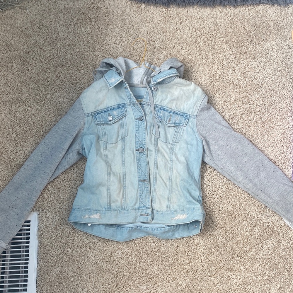 Denim and grey jacket